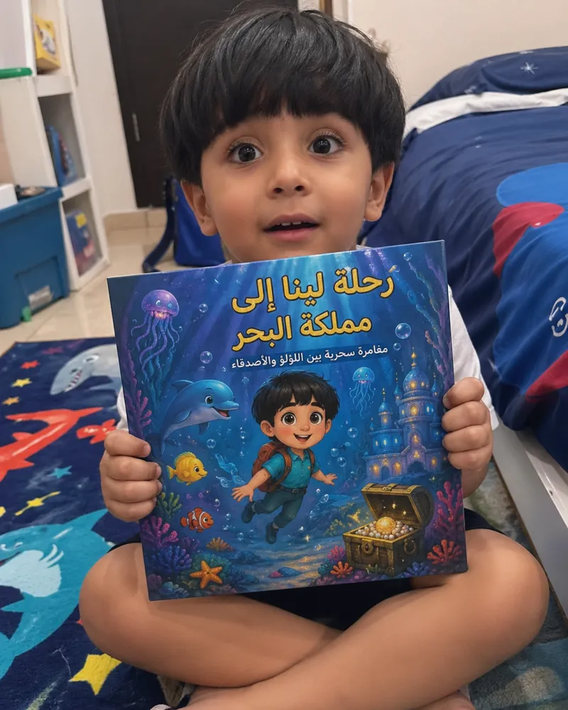طفل يحمل كتابه المخصص 3