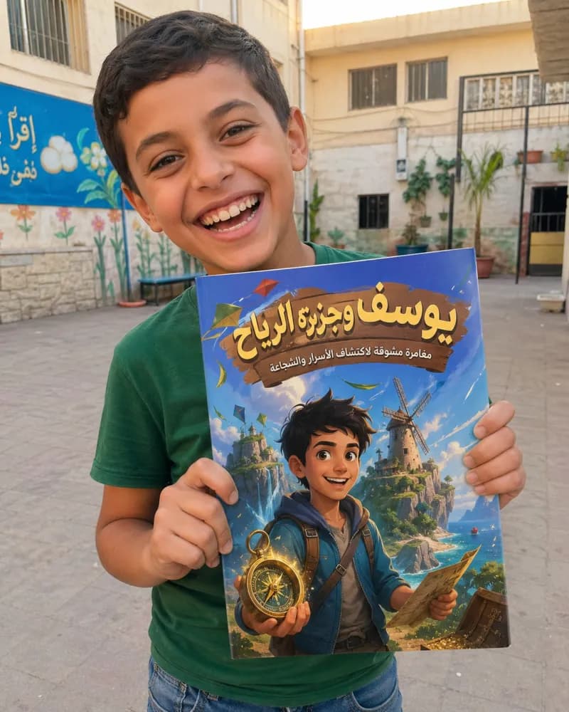 طفل يحمل كتابه المخصص 5