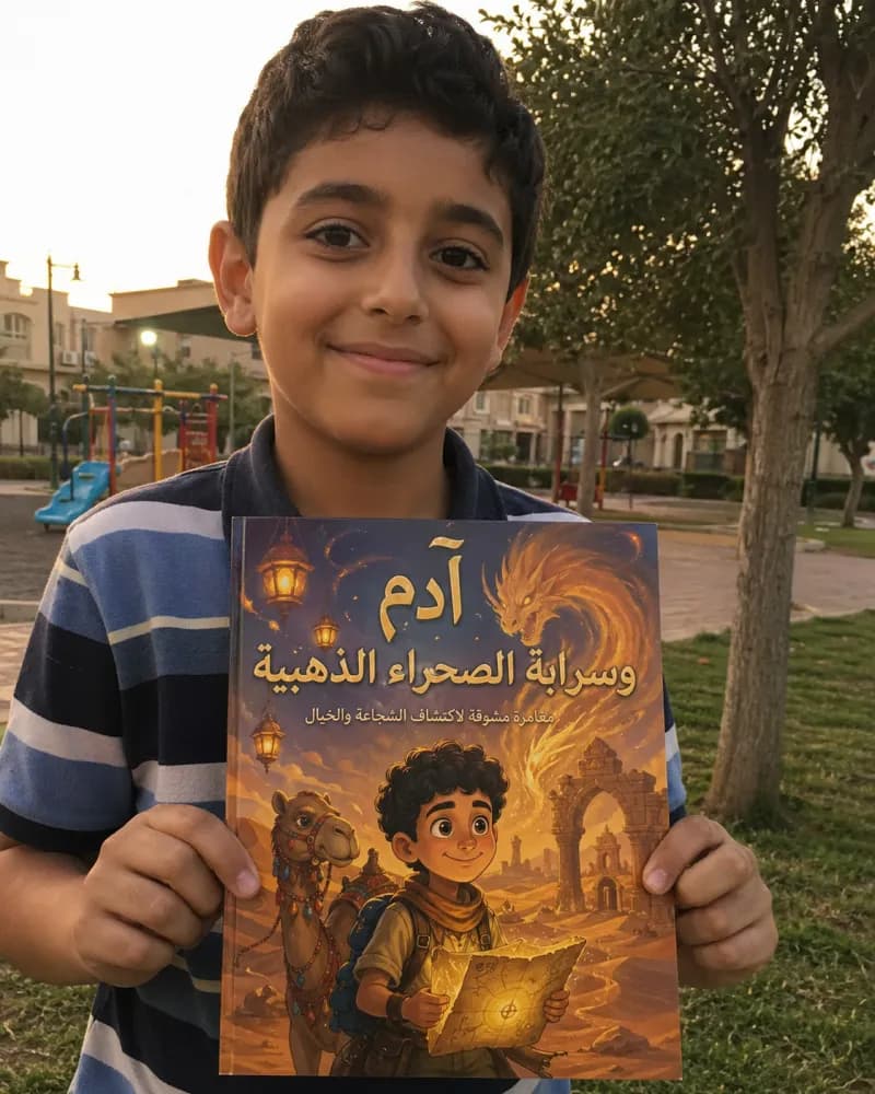 طفل يحمل كتابه المخصص 6